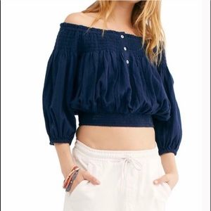 Free People Dancing til dawn off shoulder crop top